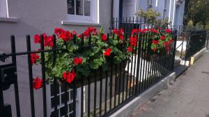普里茅斯1 Bed Martello By Pureserviced的房屋上用红色天 ⁇ 的栅栏