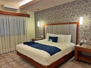 科尔多瓦科多巴康福特茵酒店的一间位于酒店客房内的带大床的卧室