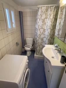埃尔莫波利斯Cozy Apartment in Hermoupolis的一间带卫生间和水槽的浴室