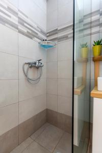格利法达sofia's apart 4u (114)的浴室里设有玻璃门淋浴