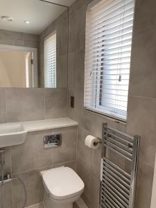 巴塞尔顿G2 Luxury Rooms in a Shared House的一间带卫生间、水槽和镜子的浴室