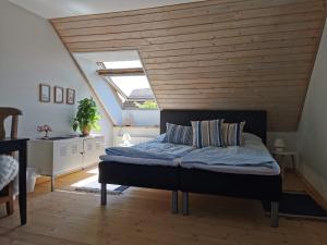 福堡Safine B&B的一间卧室设有一张木天花板床。