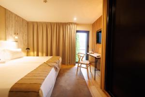 阿马马尔佛尔哥萨多罗酒店的配有一张床和一张书桌的酒店客房