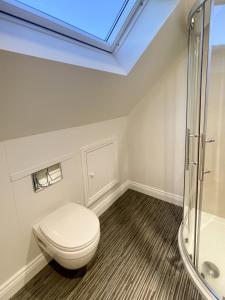 剑桥Loft Studio, Excellent Central City Location的一间带卫生间和淋浴的浴室