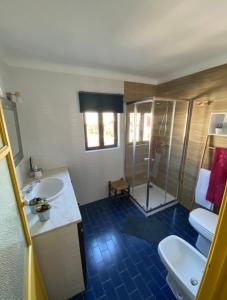 São Francisco da SerraBuganvilla Alentejo的浴室配有卫生间、盥洗盆和淋浴。