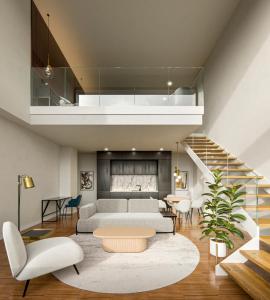 圣地亚哥－德孔波斯特拉I Loft Santiago by Upper Luxury Housing的客厅配有沙发和桌子