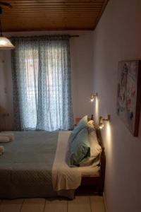 阿利卡纳斯Vaso Alykanas Studios的一间卧室配有床和窗户及灯光