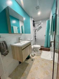 科罗尔Ngermid Oasis-Spacious Studio Loft W/ Garden Views的一间带水槽和卫生间的浴室