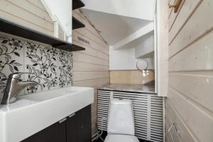 拉彭兰塔Cozy cottage in Pontus的一间带水槽和卫生间的小浴室