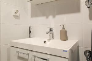 库奥皮奥City Apartment Tornitupa的白色浴室水槽和肥皂分配器