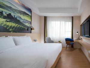 东莞凯里亚德酒店(东莞黄江金怡店)的酒店客房设有一张大床和一台电视。