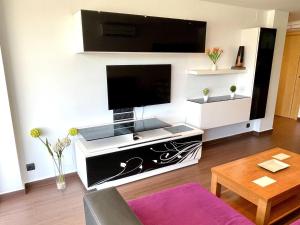 APARTBEACH EUROPEOS JUNTO PLAYA CLIMATIZADO CON GRAN TERRAZA y MUY LUMINOSO的电视和/或娱乐中心