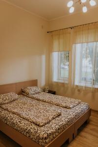 文茨皮尔斯Guest house Baltika的一间卧室设有两张床和窗户。