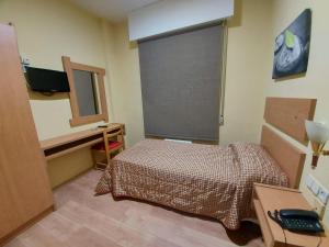 阿尔巴塞特卡斯蒂利亚酒店的小房间设有床和窗户