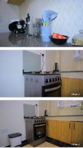 Langata RongaiSpringstone apartment Room 11的带炉灶的厨房的两张照片