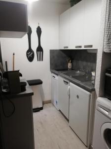 ChaillolStudio RDC 4-5 pers pied des pistes的厨房配有水槽和台面