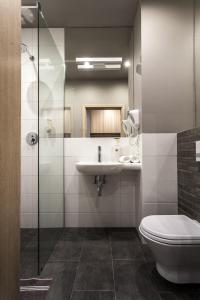 格但斯克扎托卡酒店的浴室配有卫生间、盥洗盆和淋浴。