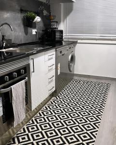 克卢什Neptun guest house的厨房配有水槽和洗衣机