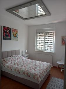 帕拉钦Apartman Marija的一间卧室设有一张床和一个窗口