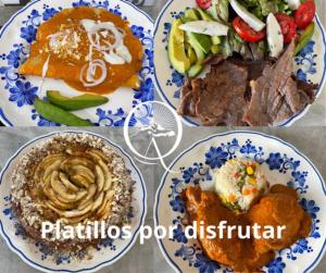 JantetelcoQuinta Amatzinac, Encanto rural, privacidad y cocina francesa的三个餐盘,配肉和沙拉