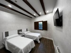 马萨龙港Casa Rural EL CAMPICO的客房设有两张床和一台平面电视。