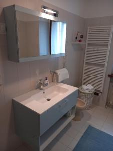RaveoCasa vacanze Emidia的一间带水槽、镜子和卫生间的浴室