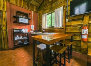 戈尔菲托Canto del Tucán Lodge and Farm的小屋内的厨房配有柜台和水槽