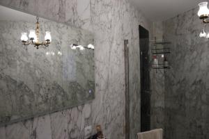 莱切Il Giardino della Scuncerta的一间带大镜子和淋浴的浴室