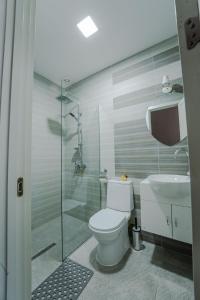 泰拉维All Seasons的浴室配有卫生间、盥洗盆和淋浴。
