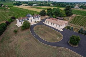 Domaine Grand Piquecaillou - L'appartement Sauternes的享有大房子空中和道路的景色