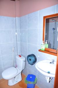 槟知Homestay Xóm Dừa Nước的一间带卫生间和水槽的浴室