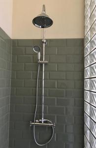 NebraBahnhof Nebra的浴室内配有淋浴和头顶淋浴