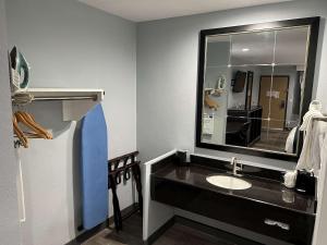 博伟公园波托拉布埃纳公园旅馆&套房酒店的浴室设有黑色水槽和镜子