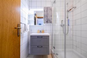 科尔丘拉卡里史玛公寓的一间带水槽和淋浴的浴室