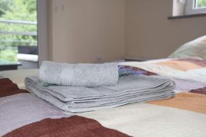 弗尔尼亚奇卡矿泉镇Perla Lux的床上的一大堆毛巾