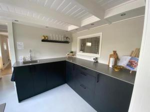 ReutumRusttheater, genieten van rust en ruimte的厨房配有黑色柜台和水槽