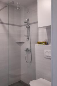 贝古耶·纳·格伦奇克Apartment Pr Dev的带淋浴和卫生间的白色浴室