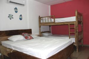 拉利伯塔德Kali Hostal的一间卧室配有两张双层床。