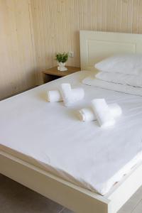 索洛特维诺Lotus & Spa的一张白色的大床,配有白色枕头
