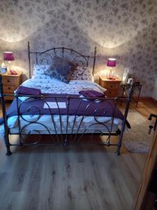 CastlefinnSessiagh House的一间卧室配有一张床和两个带灯的床头柜