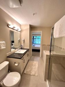 West KelownaStay In The Okanagan - Copper Sky, West Kelowna的浴室配有卫生间、盥洗盆和淋浴。