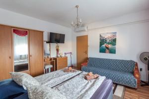 DragoveApartments Ruža Dragove Dugi otok的一间卧室配有一张床和一张沙发
