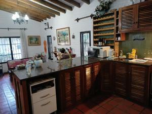 圣胡安Complejo Los Aromos, San Juan, AR的厨房配有带微波炉的台面