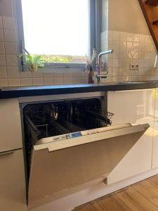 滨海卡特韦克Guesthouse Katwijk aan Zee的厨房配有洗碗机、水槽