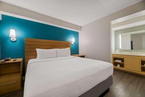奥兰多奥兰多国际大道索奈斯特ES套房酒店的卧室配有白色大床和水槽