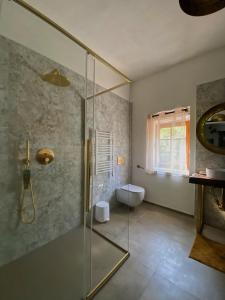 Case Selva GrandeCasal Camillo的一间带玻璃淋浴和卫生间的浴室