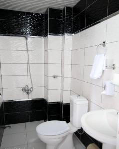 菲尼凯Deniz Hotel的一间带卫生间和水槽的浴室