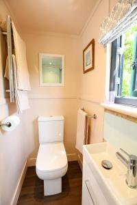 Long BredyLapin Cottage的浴室配有白色卫生间和盥洗盆。