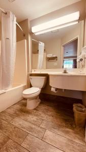 米德瓦尔Royal Inn Midvale的浴室配有卫生间、浴缸和水槽。