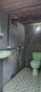 MimureEco Lodge Meemure & Adventure Park的浴室配有绿色卫生间和水槽。